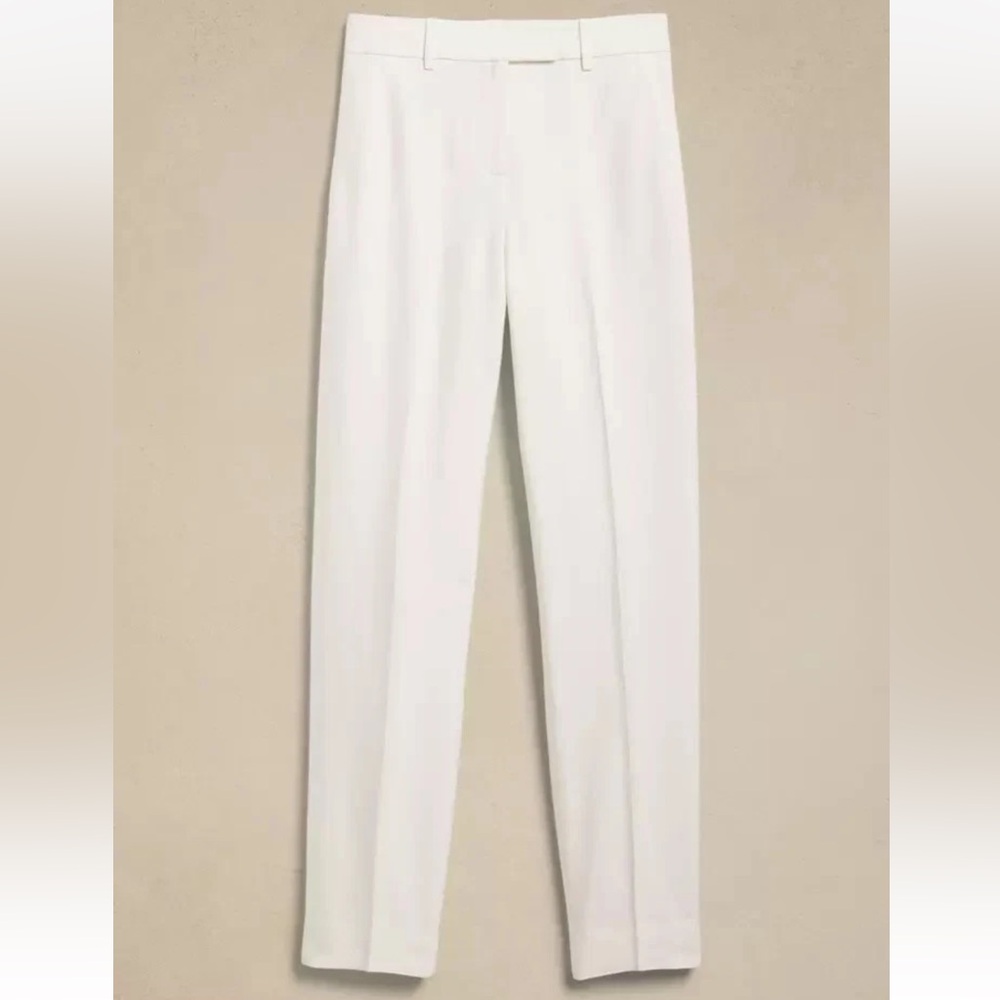 Banana Republic High-Rise Italian Viscose-Linen Pant in Iced Vanilla Ivory 6P